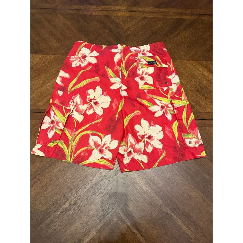 Polo Ralph Lauren Red Floral Orchid Cargo Swim Trunks Board Shorts Mens Large
